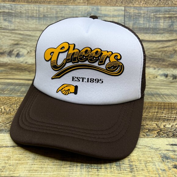 Cheers Unisex Trucker Hat Brown Snapback 80s Sitcom Retro TV Adjustable Ball Cap - Picture 2 of 8